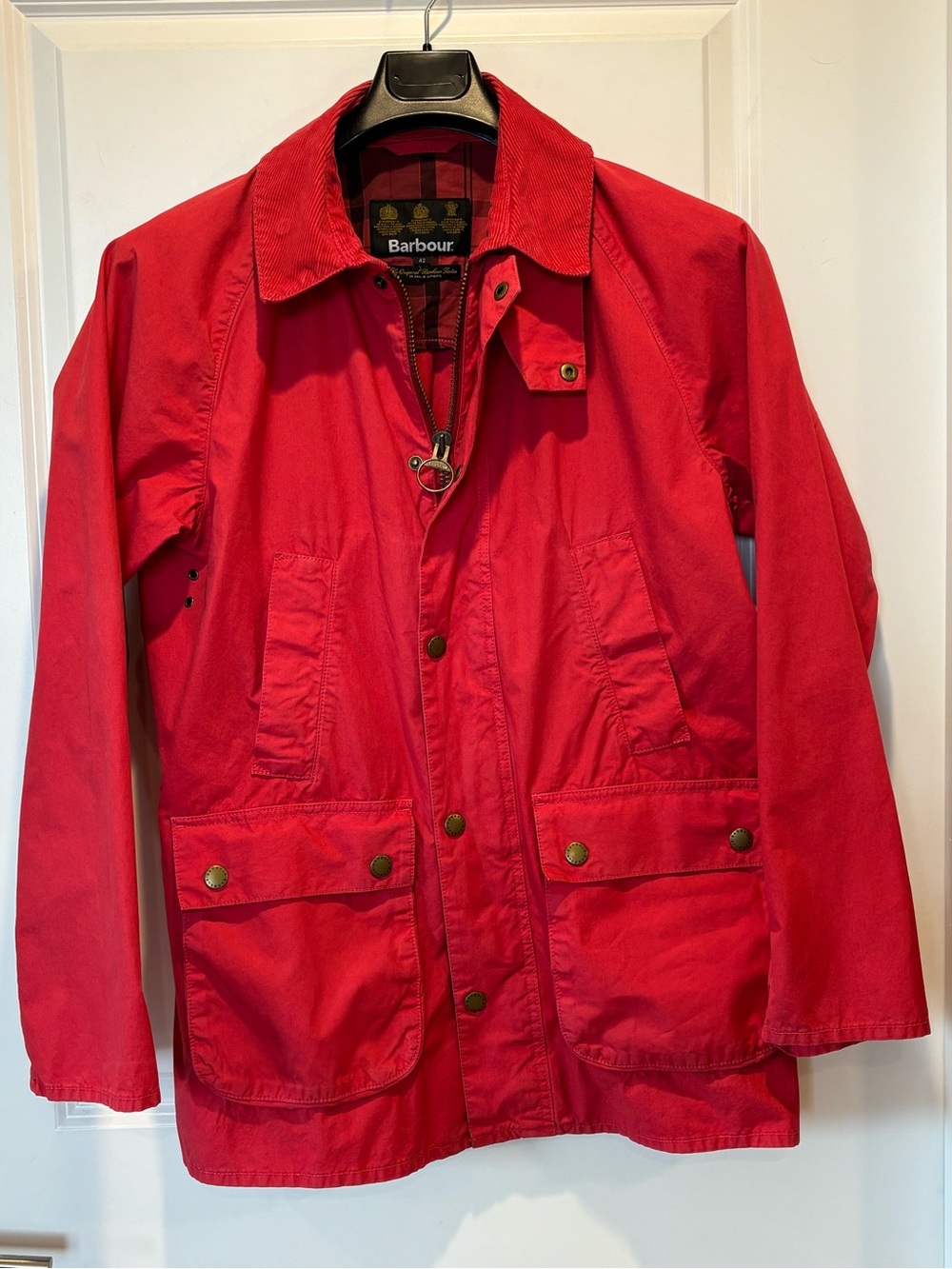 Barbour Jacket L Men's Red Overdye SL Bedale Casual 42 Rare Lightweight Cotton